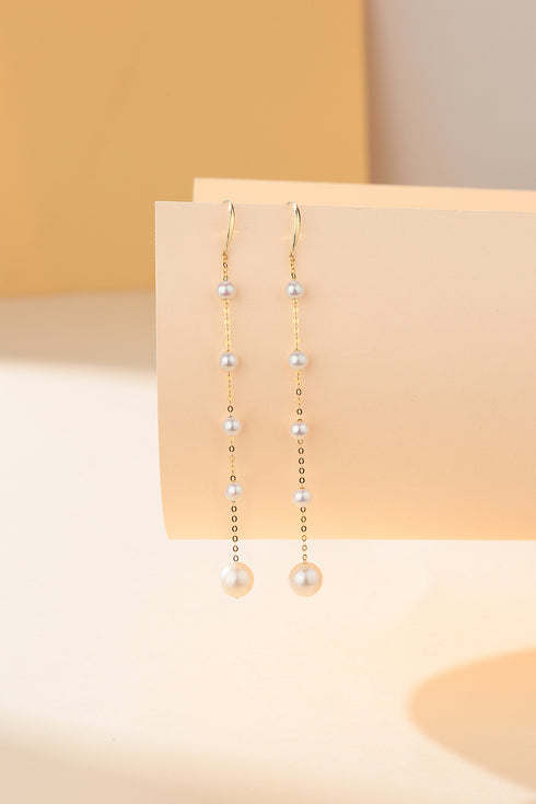 Freshwater Pearl Dangle Cluster Earrings 18K Gold - House Of Pearls